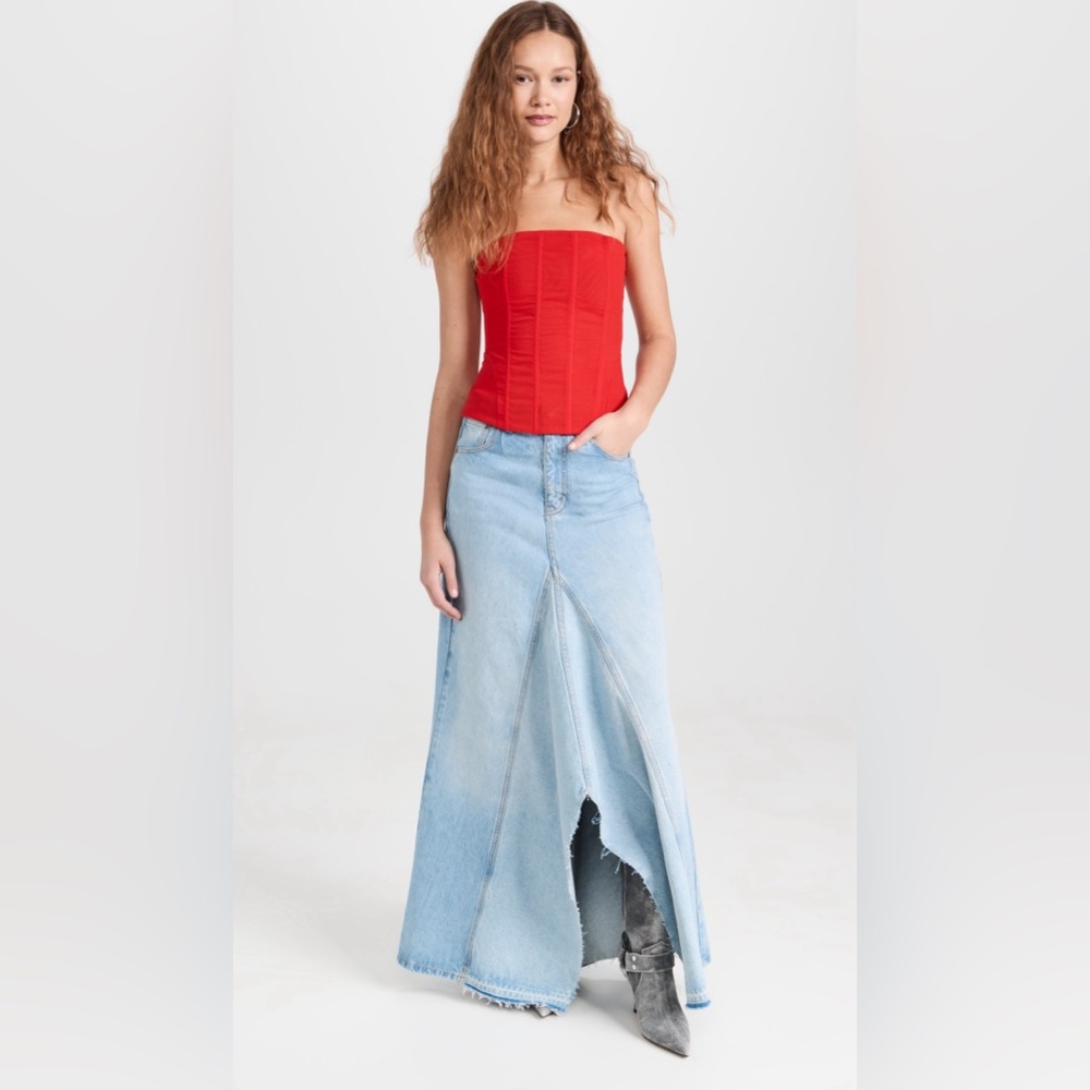 Miaou Red Strapless Corset Top